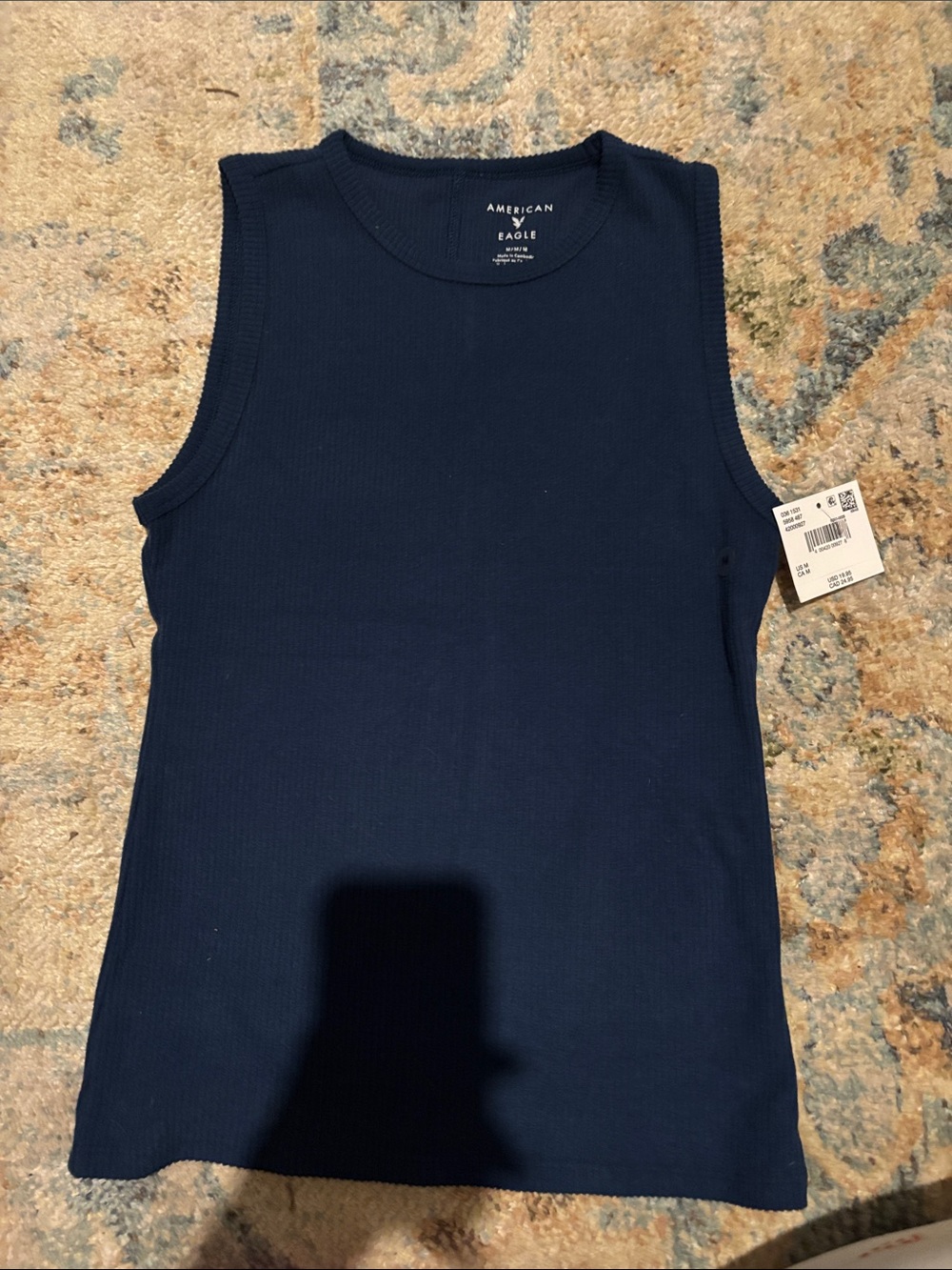 American Eagle Outfitters Navy Ribbed Muscle Tank